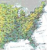 Physical map of USA
