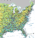 Physical map of USA