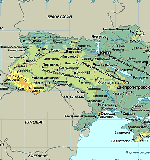 Physical map of Ukraine